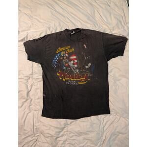 Vtg 80s Harley Davidson TShirt XL American Halls Springfield